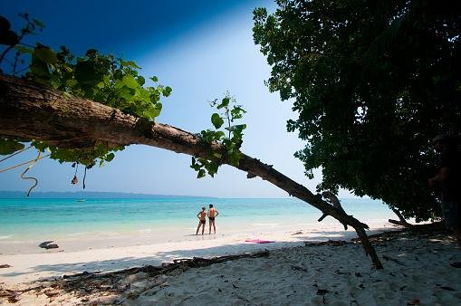 Travellers enjoying a guided beach outlook in Andaman